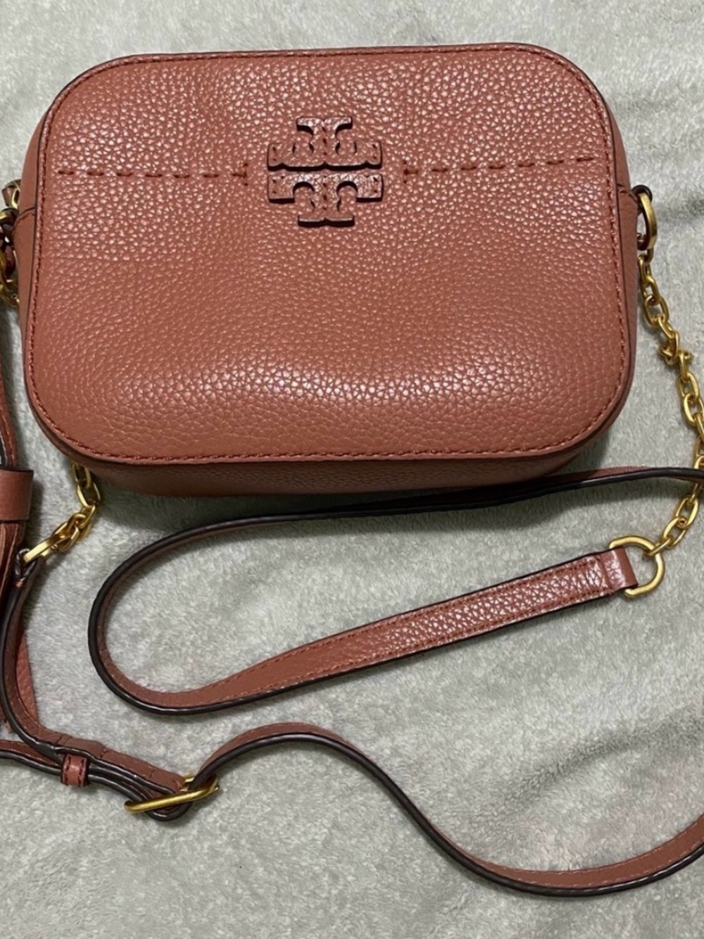 Tory Burch Pebbled Leather Crossbody in Terracotta - Picture 1 of 6